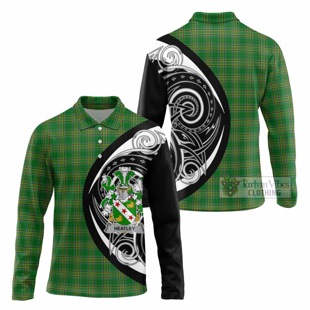 Heatley Irish Clan Long Sleeve Polo Shirt Celtic Circle Style - Tartan Vibes Clothing