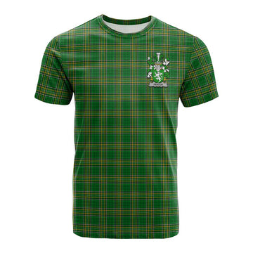 Heaton Irish Clan Tartan Cotton T-shirt with Coat of Arms