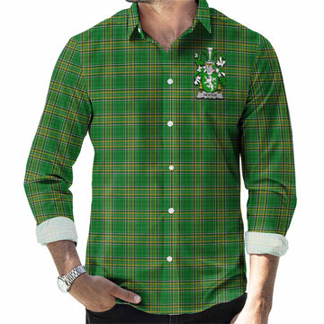 Heaton Irish Clan Tartan Long Sleeve Button Up with Coat of Arms