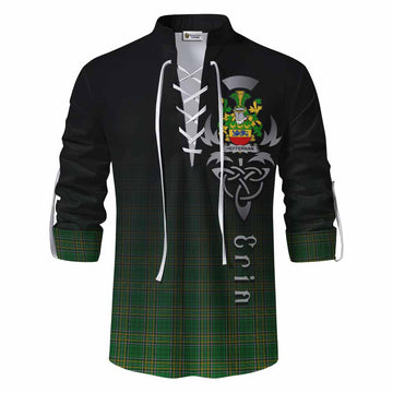 Heffernan Irish Clan Ghillie Kilt Shirt with Coat of Arms Erin Go Bragh Celtic Inspired Men - Tartan Vibes Clothing