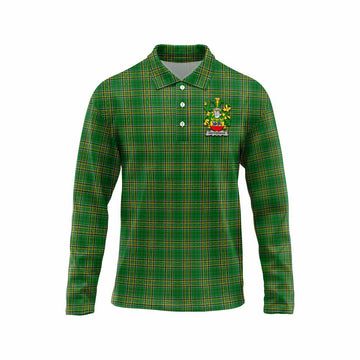 Heffernan Irish Clan Tartan Long Sleeve Polo Shirt with Coat of Arms