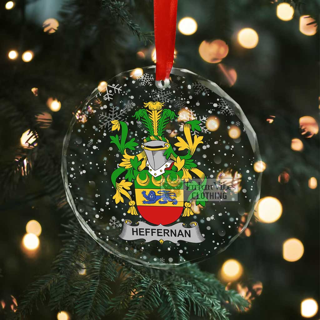 Tartan Vibes Clothing Heffernan Irish Clan Christmas Glass Ornament with Coat of Arms