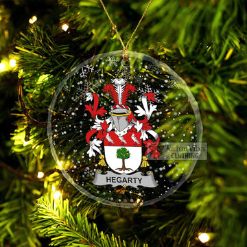 Hegarty Irish Clan Christmas Glass Ornament with Coat of Arms Transparent Glass Circle - 2D-tartanvibesclothing