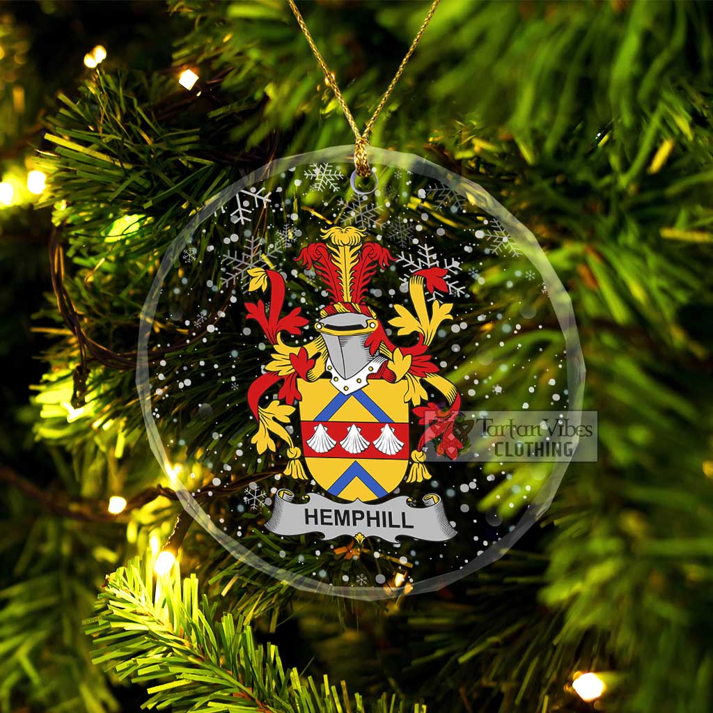 Tartan Vibes Clothing Hemphill Irish Clan Christmas Glass Ornament with Coat of Arms