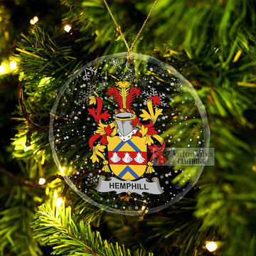 Hemphill Irish Clan Christmas Glass Ornament with Coat of Arms