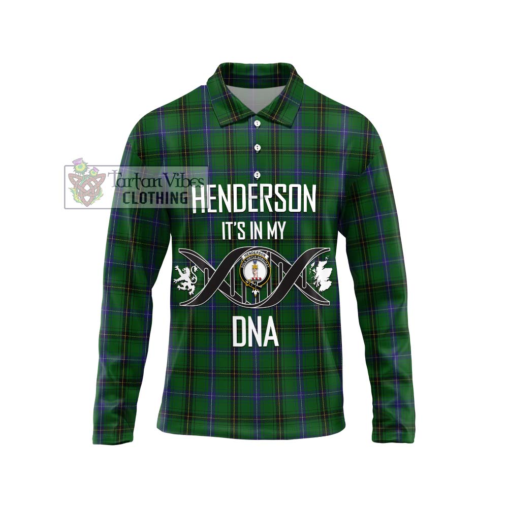 Henderson Tartan Long Sleeve Polo Shirt with Family Crest DNA In Me Style Unisex - Tartanvibesclothing Shop