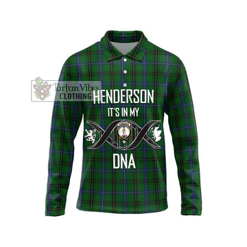 Henderson Tartan Long Sleeve Polo Shirt with Family Crest DNA In Me Style