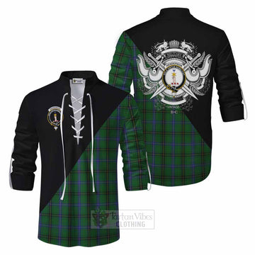 Henderson Tartan Ghillie Kilt Shirt with Family Crest and Military Logo Style