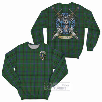 Henderson Tartan Sweatshirt with Family Crest Celtic Skull Style