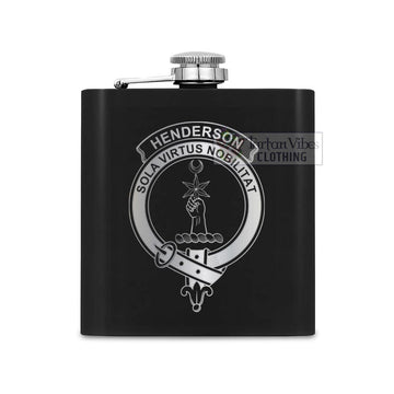 Henderson Crest Hip Flask Set 7oz Black Stainless Steel with A Gift Box