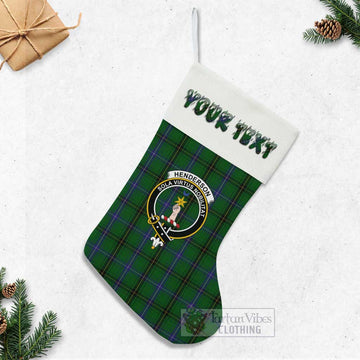 Henderson Tartan Family Crest Christmas Stocking with Personalized Text