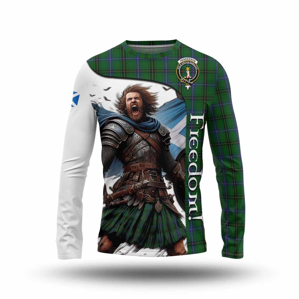 Tartan Vibes Clothing Henderson Crest Tartan Long Sleeve T-Shirt Inspired by the Freedom of Scottish Warrior