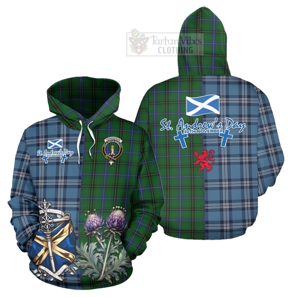 Tartan Vibes Clothing Henderson Tartan Hoodie Happy St. Andrew's Day Half Tartan Style