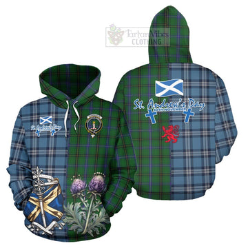 Henderson Tartan Hoodie Happy St. Andrew's Day Half Tartan Style