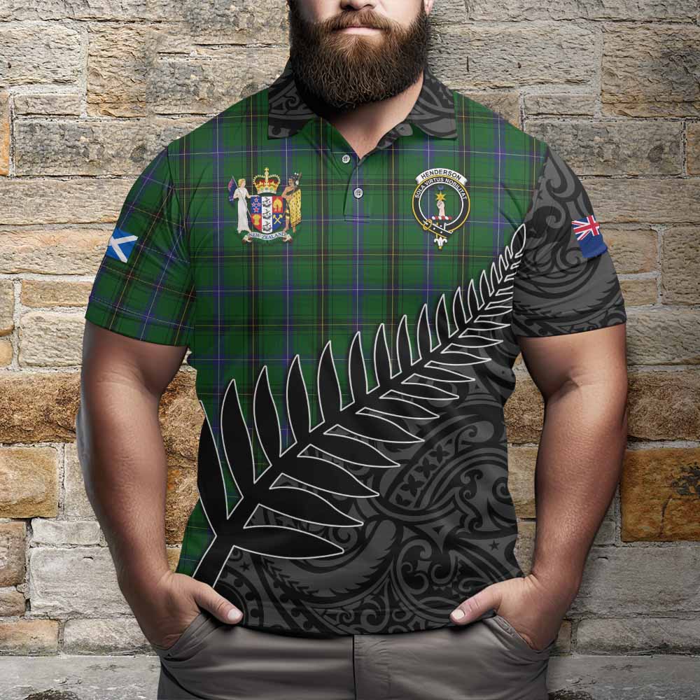 Henderson Crest Tartan Polo Shirt with New Zealand Silver Fern Half Style