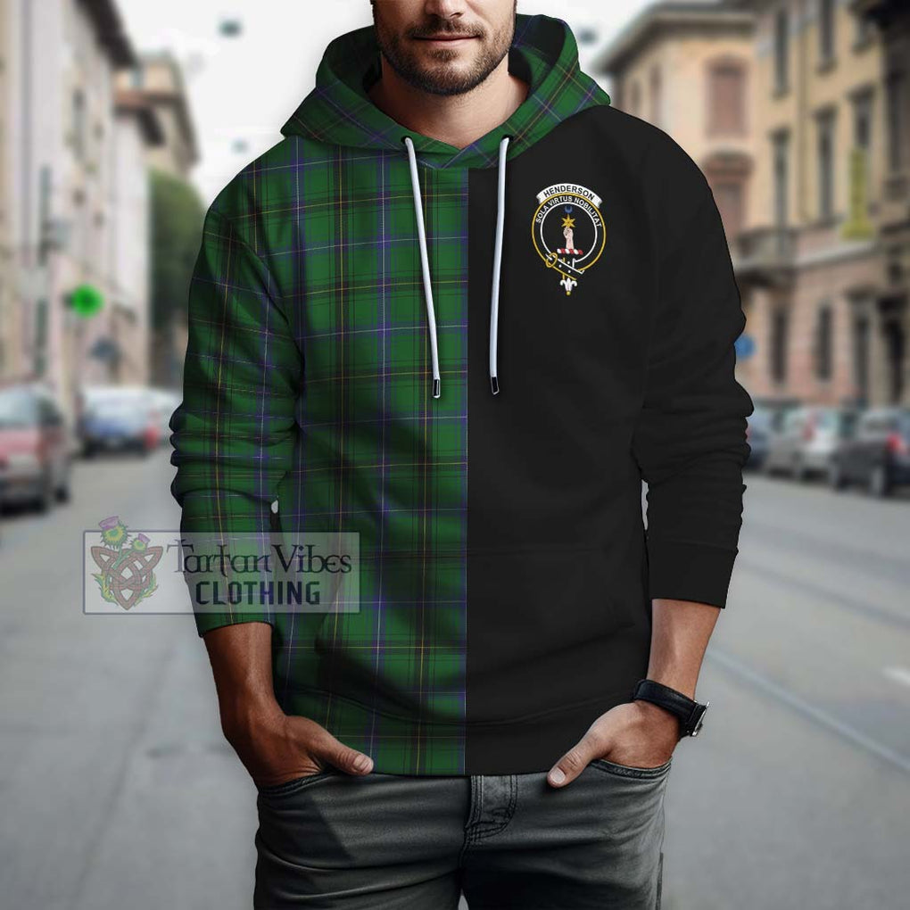 Henderson Tartan Hoodie with Family Crest and Half Of Me Style Zip Hoodie - Tartanvibesclothing Shop