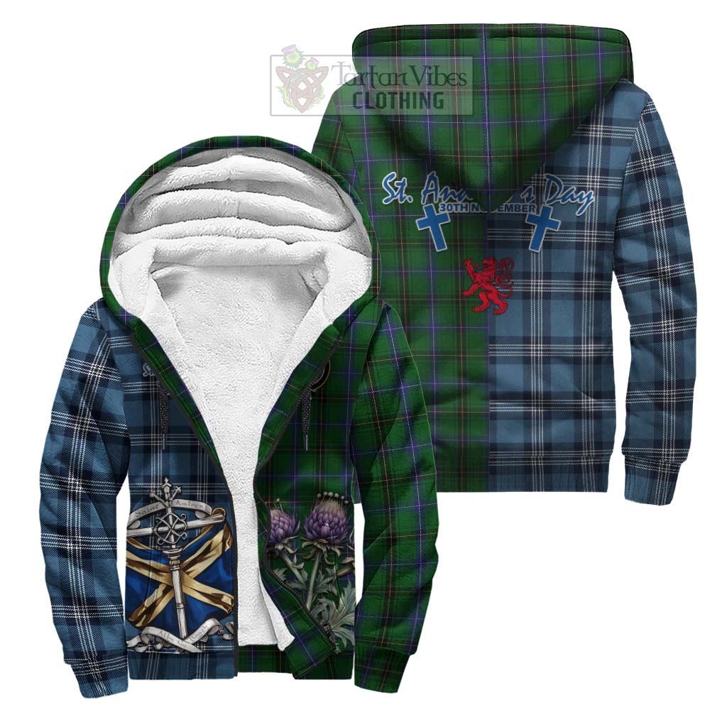 Tartan Vibes Clothing Henderson Tartan Sherpa Hoodie Happy St. Andrew's Day Half Tartan Style