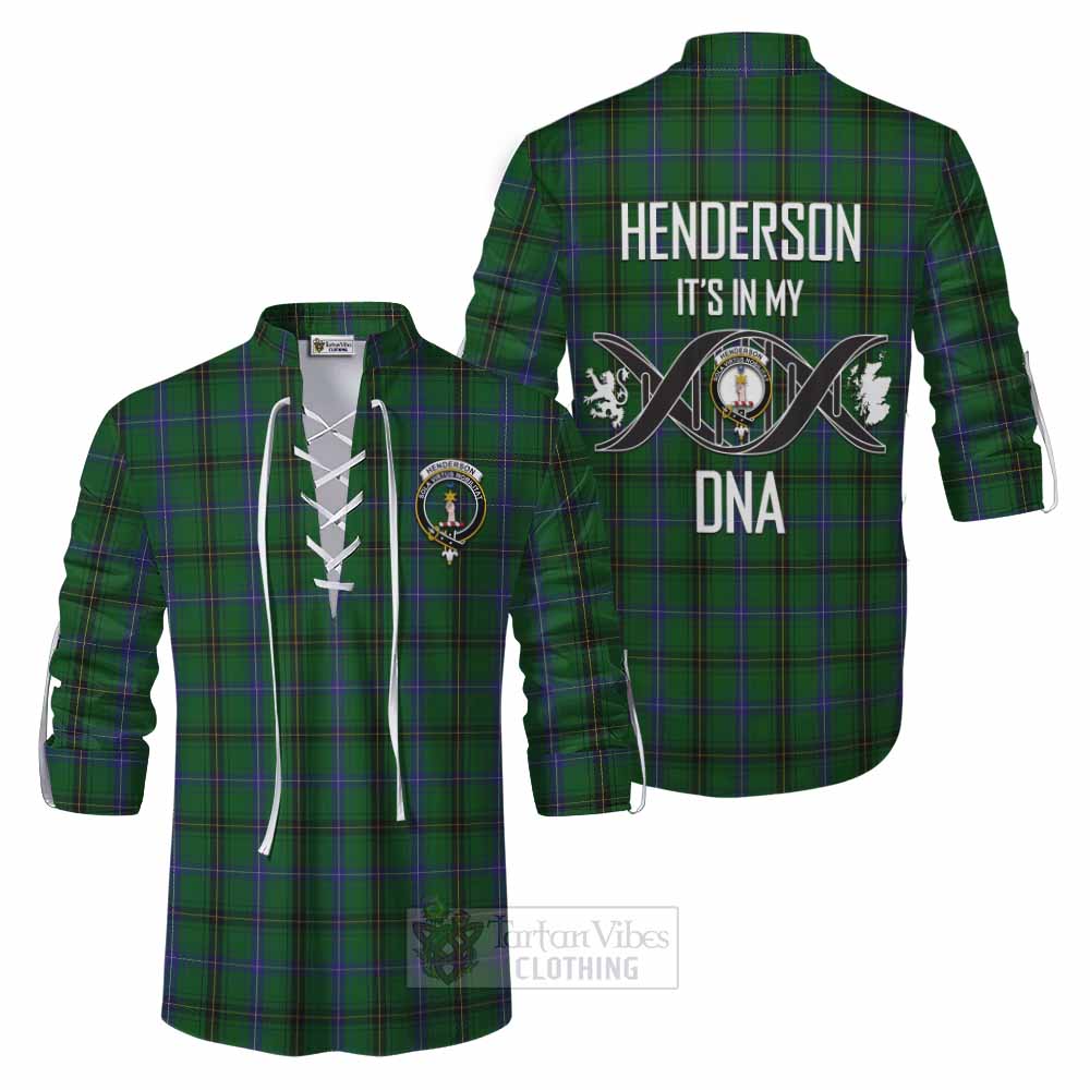 Tartan Vibes Clothing Henderson Tartan Ghillie Kilt Shirt with Family Crest DNA In Me Style