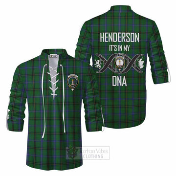 Henderson Tartan Ghillie Kilt Shirt with Family Crest DNA In Me Style