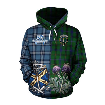 Henderson Tartan Cotton Hoodie Happy St. Andrew's Day Half Tartan Style