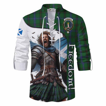 Henderson Crest Tartan Ghillie Kilt Shirt Inspired by the Freedom of Scottish Warrior