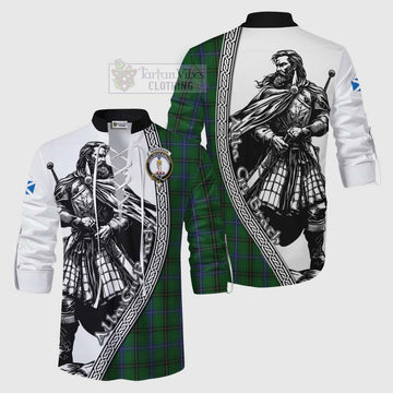 Henderson Tartan Clan Crest Ghillie Kilt Shirt with Highlander Warrior Celtic Style