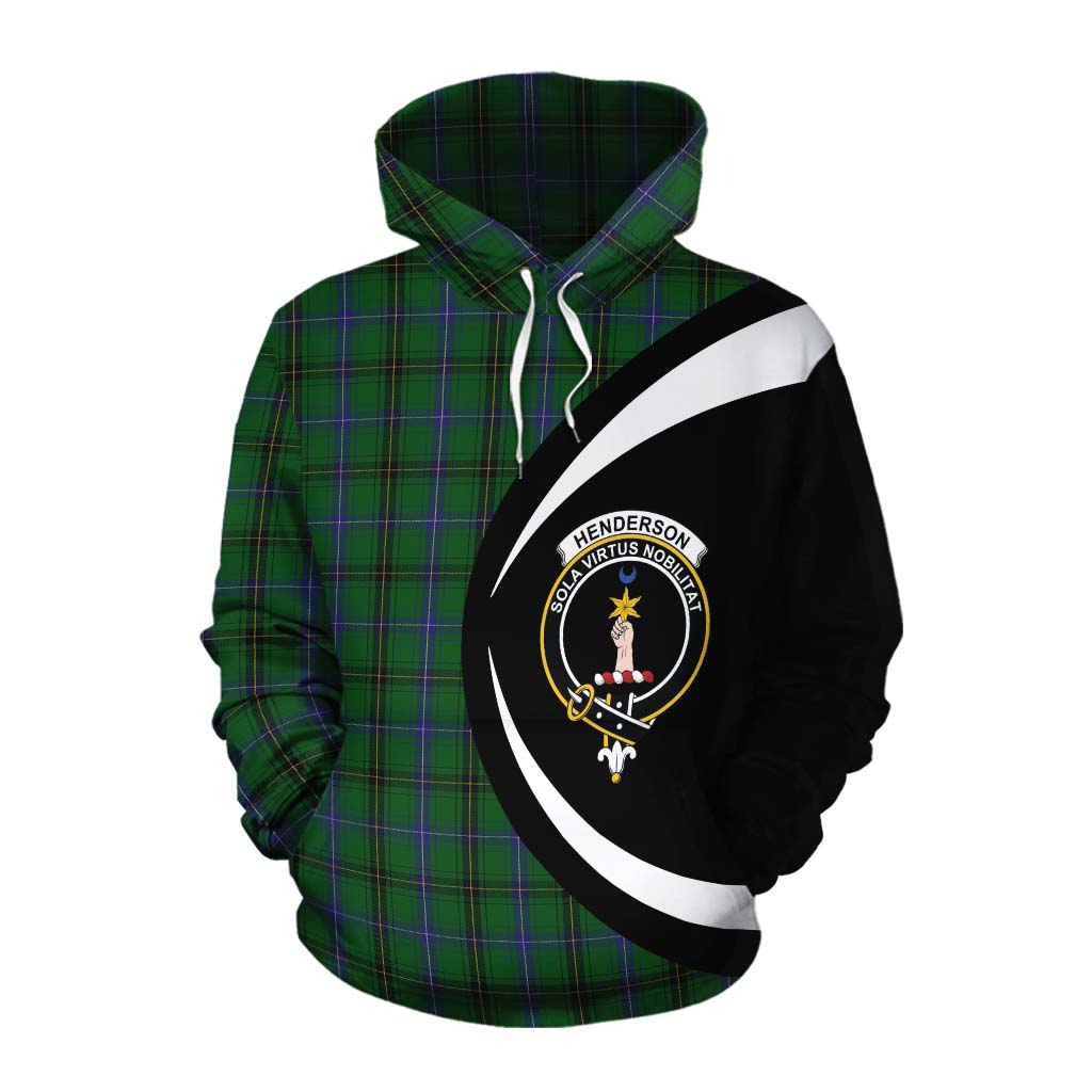 Tartan Vibes Clothing Henderson Tartan Cotton Hoodie with Family Crest Circle Style