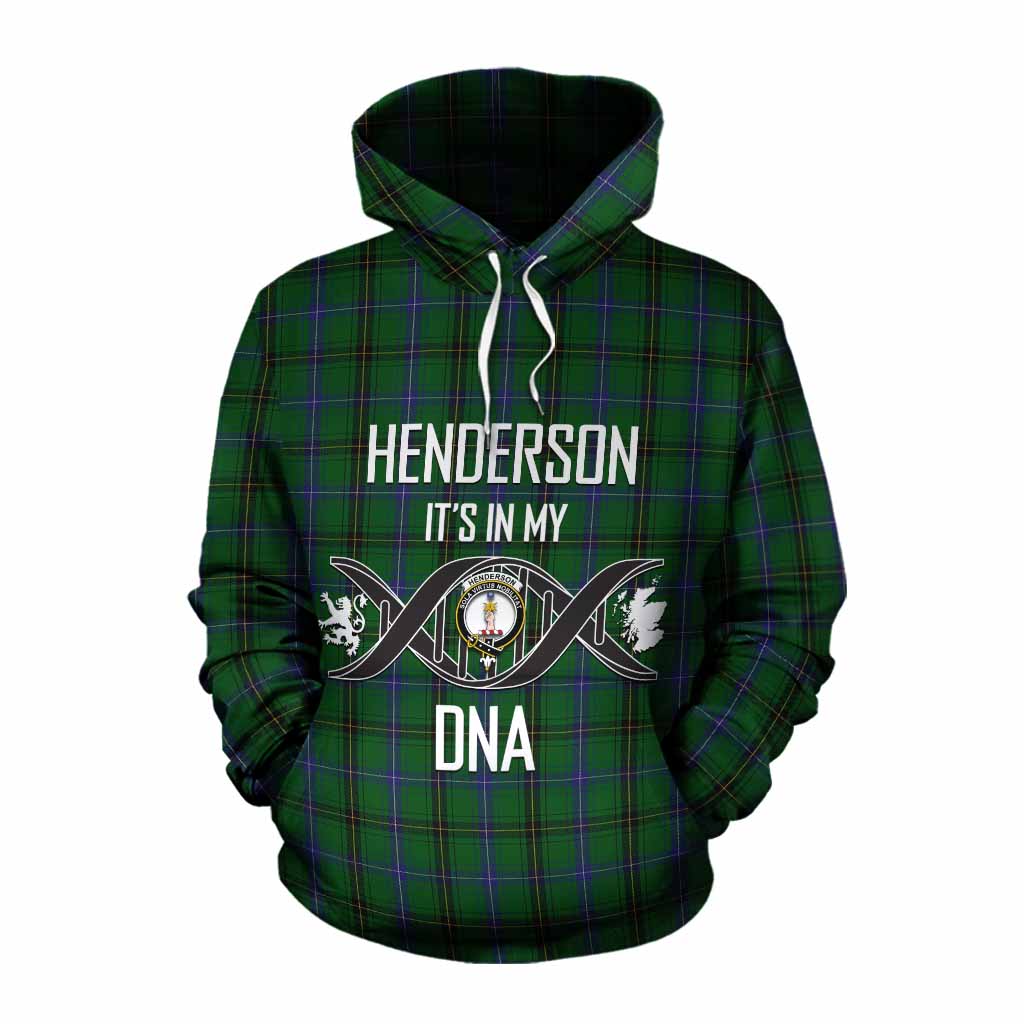 Tartan Vibes Clothing Henderson Tartan Cotton Hoodie with Family Crest DNA In Me Style