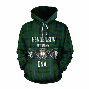 Henderson Tartan Cotton Hoodie with Family Crest DNA In Me Style