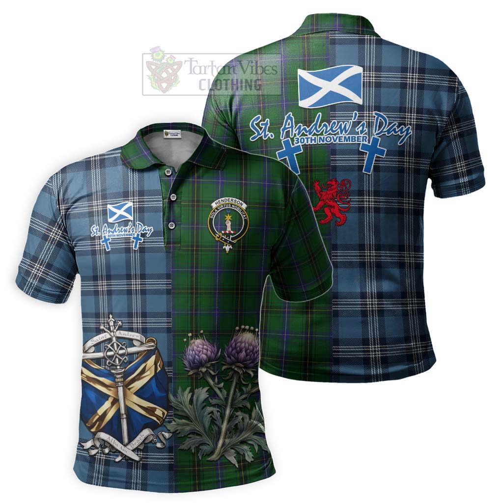 Tartan Vibes Clothing Henderson Tartan Polo Shirt Happy St. Andrew's Day Half Tartan Style