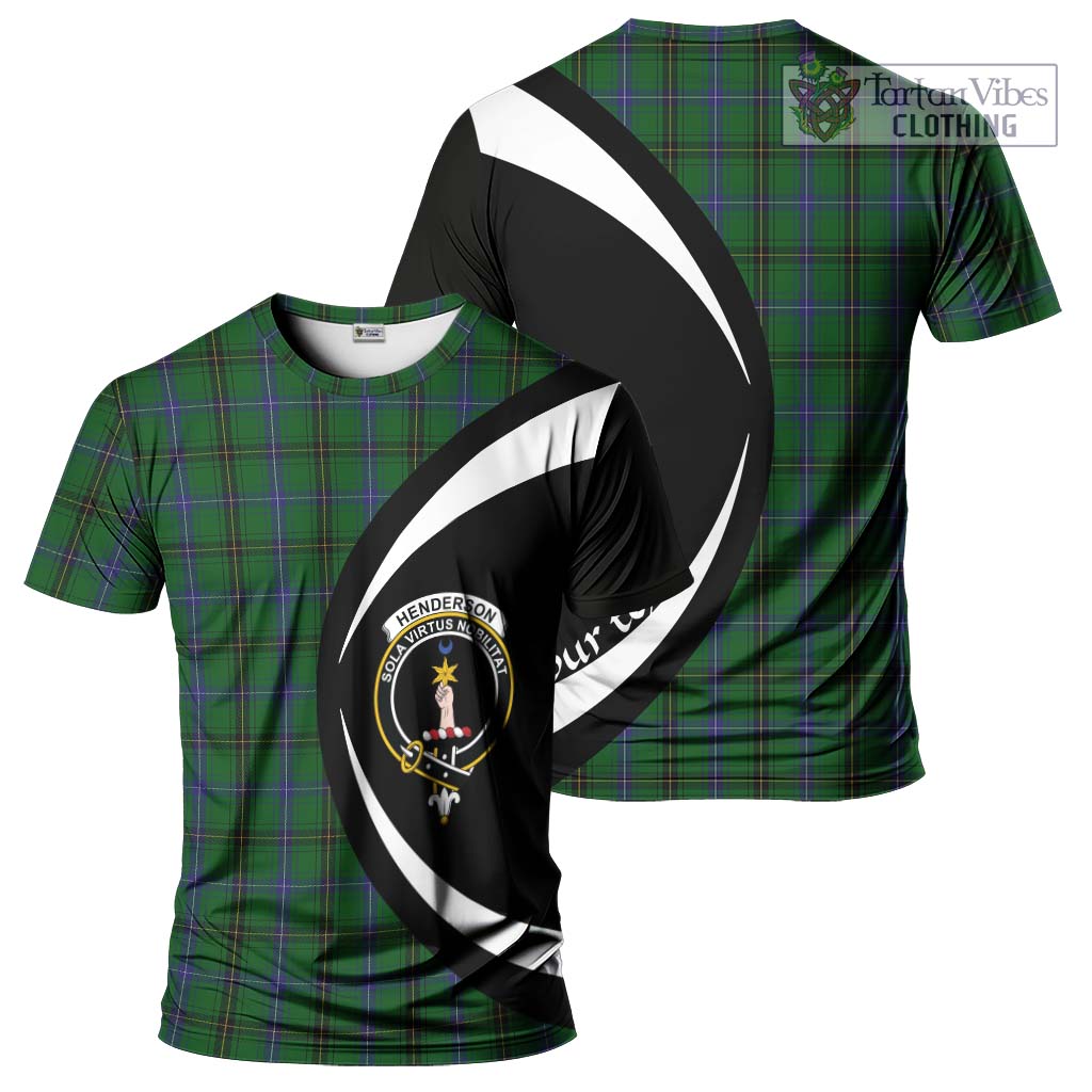 Tartan Vibes Clothing Henderson Tartan T-Shirt with Family Crest Circle Style