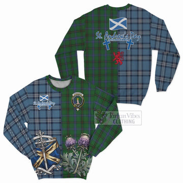 Henderson Tartan Sweatshirt Happy St. Andrew's Day Half Tartan Style