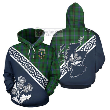 Henderson Tartan Hoodie Featuring Thistle and Scotland Map