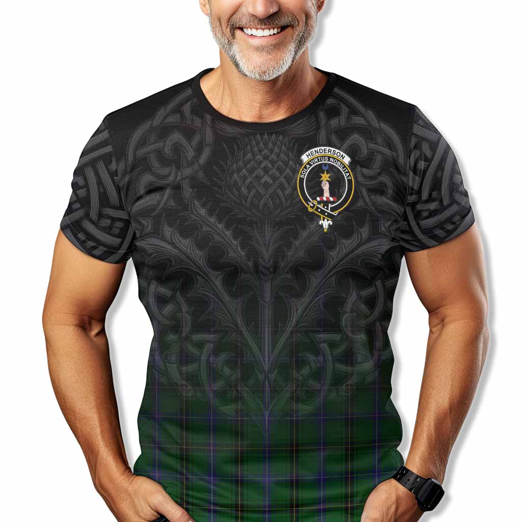 Tartan Vibes Clothing Henderson Tartan T-Shirt with Family Crest Celtic Thistle Vibes