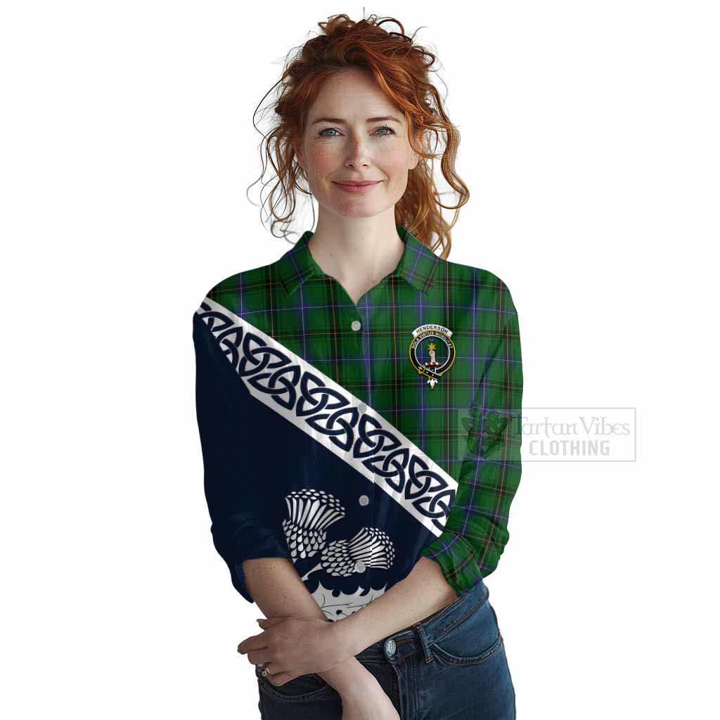 Tartan Vibes Clothing Henderson Tartan Women's Casual Shirt Featuring Thistle and Scotland Map