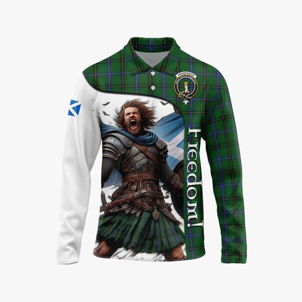 Tartan Vibes Clothing Henderson Crest Tartan Long Sleeve Polo Shirt Inspired by the Freedom of Scottish Warrior