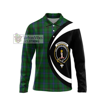 Henderson Tartan Long Sleeve Polo Shirt with Family Crest Circle Style