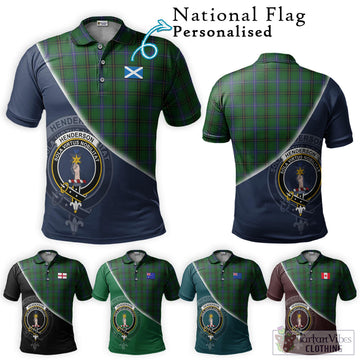 Henderson Tartan Polo Shirt with Personalised National Flag and Family Crest Half Style