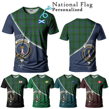 Henderson Tartan T-Shirt with Personalised National Flag and Family Crest Half Style