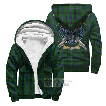 Henderson Tartan Sherpa Hoodie with Family Crest Celtic Skull Style