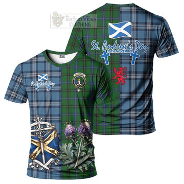 Henderson Tartan T-Shirt Happy St. Andrew's Day Half Tartan Style