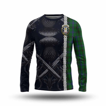 Henderson Tartan Long Sleeve T-Shirt with Family Crest Cross Sword Thistle Celtic Vibes