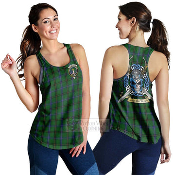 Henderson Tartan Women's Racerback Tanks with Family Crest Celtic Skull Style