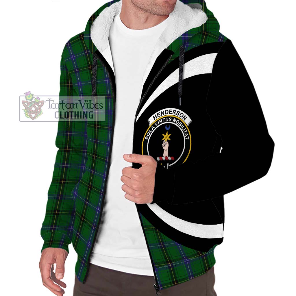 Henderson Tartan Sherpa Hoodie with Family Crest Circle Style Unisex S - Tartan Vibes Clothing