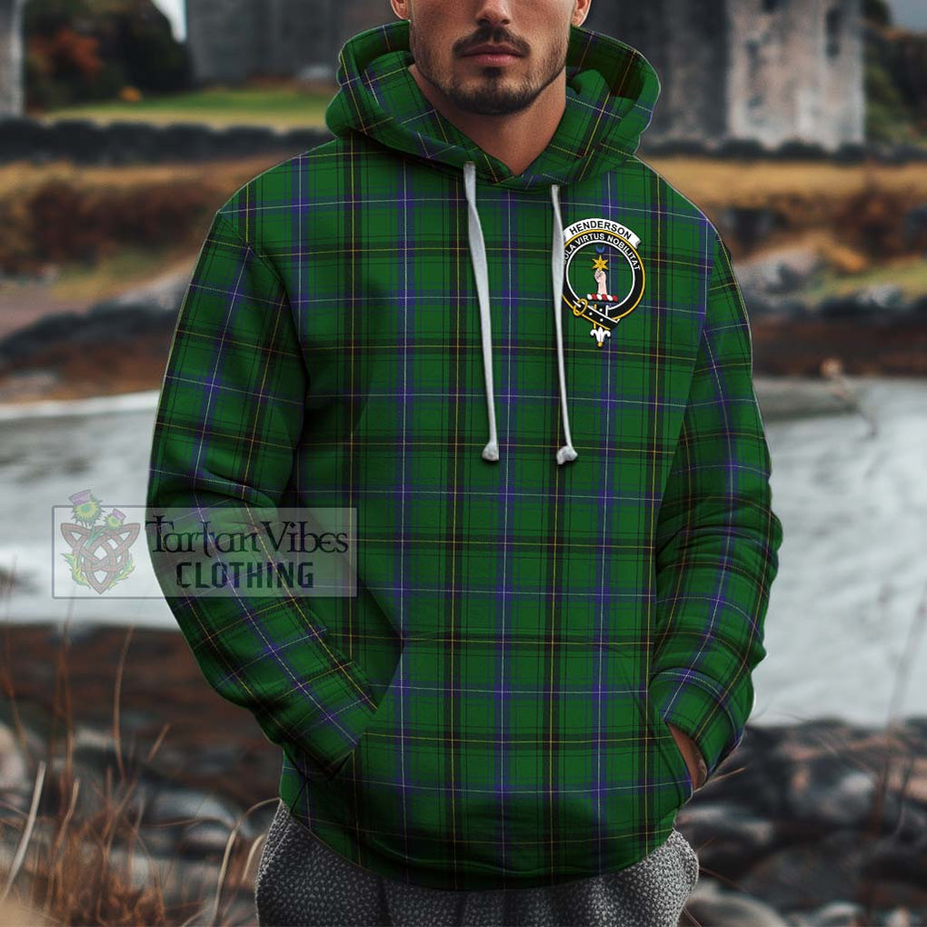 Henderson Tartan Cotton Hoodie with Family Crest Pullover Hoodie XS - Tartan Vibes Clothing