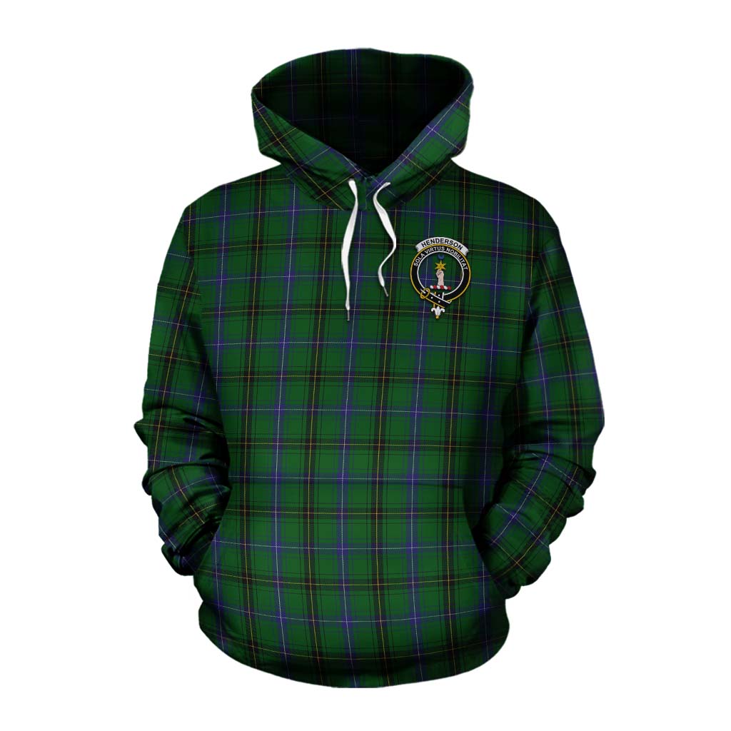 Tartan Vibes Clothing Henderson Tartan Cotton Hoodie with Family Crest Celtic Skull Style