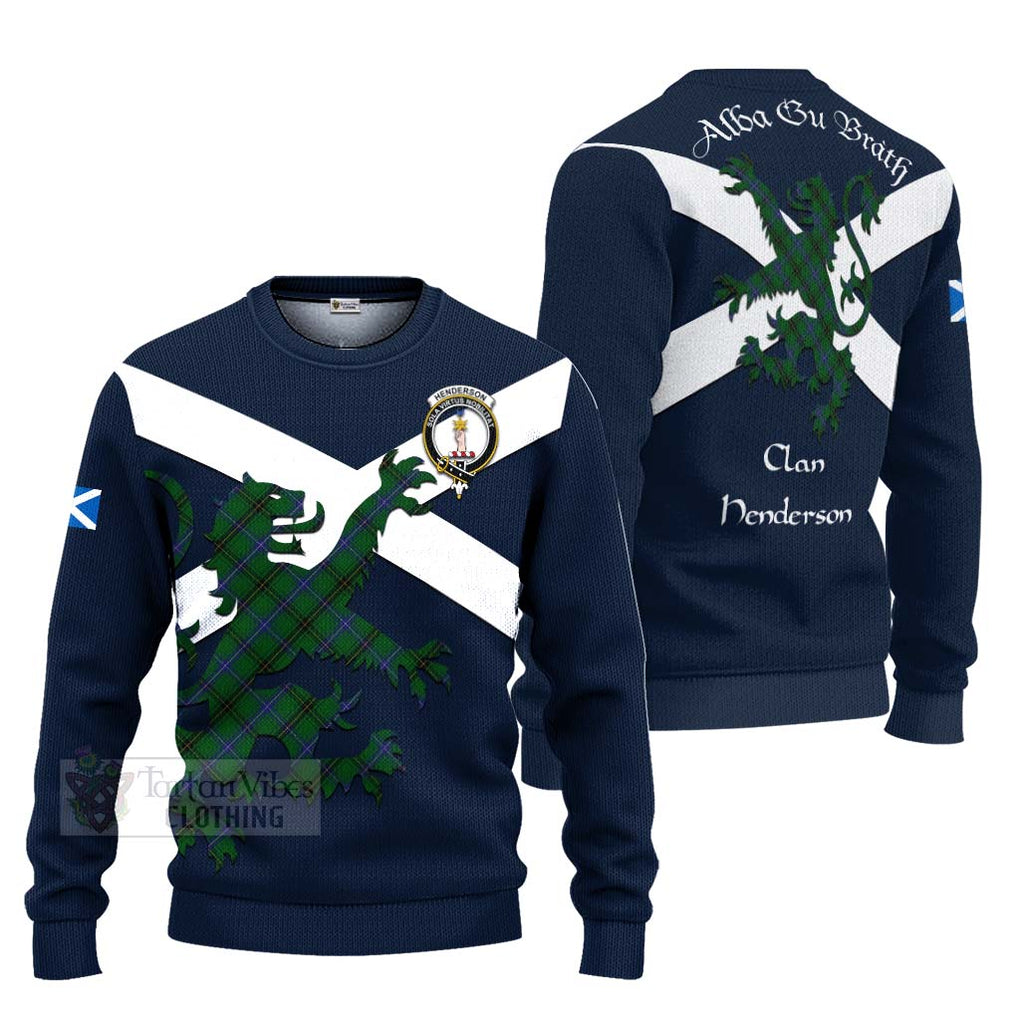 Tartan Vibes Clothing Henderson Tartan Lion Rampant Knitted Sweater – Proudly Display Your Heritage with Alba Gu Brath and Clan Name