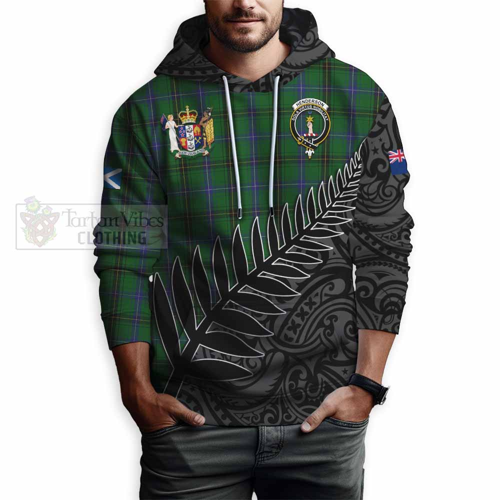 Tartan Vibes Clothing Henderson Crest Tartan Hoodie with New Zealand Silver Fern Half Style