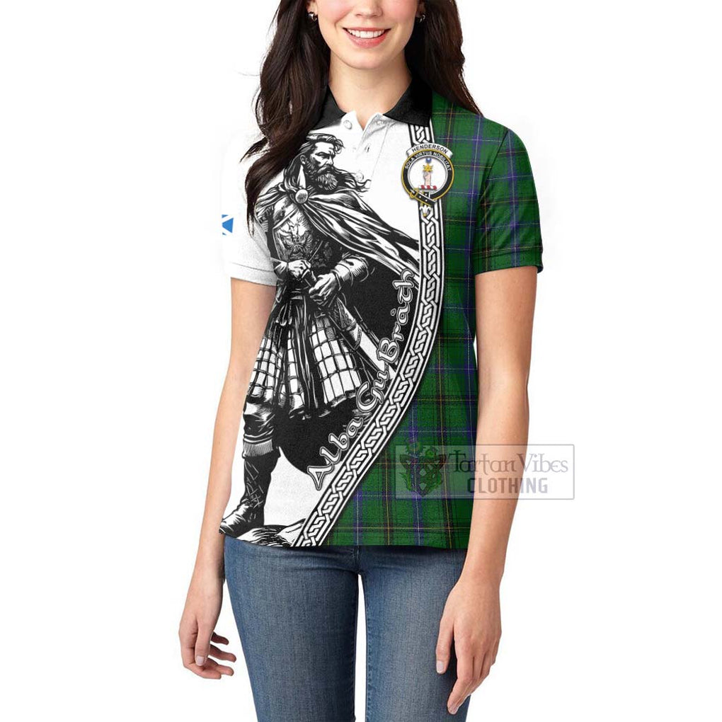 Tartan Vibes Clothing Henderson Tartan Clan Crest Women's Polo Shirt with Highlander Warrior Celtic Style