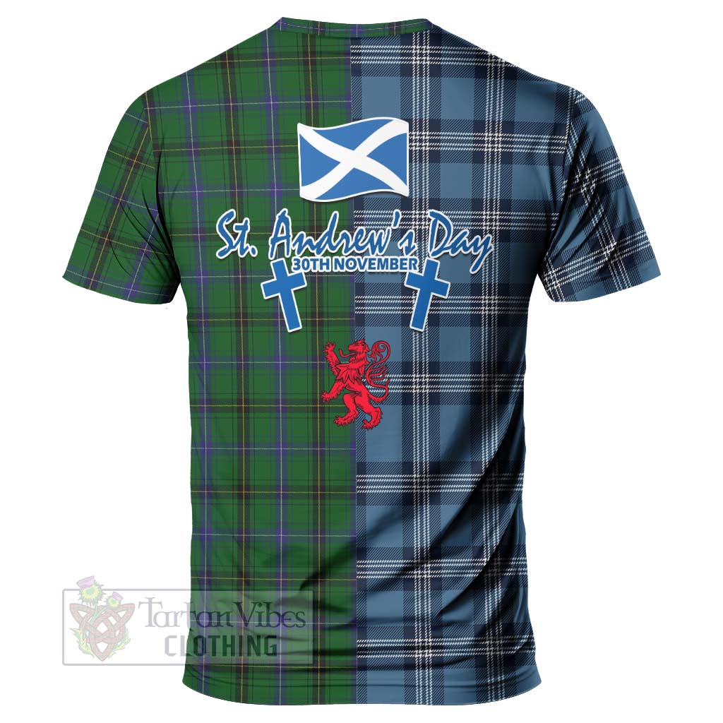 Tartan Vibes Clothing Henderson Tartan T-Shirt Happy St. Andrew's Day Half Tartan Style